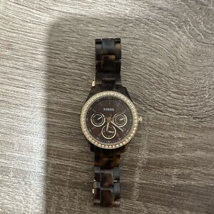 Fossil Tortoise and Gold Chronograph Watch